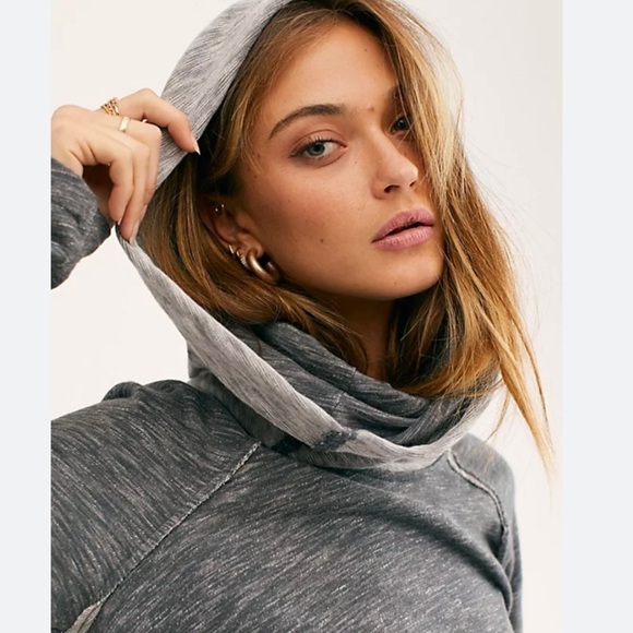 Free People Beach Cocoon Cowl Long Sleeve Slouchy Pullover Top Grey One Body - Picture 4 of 15